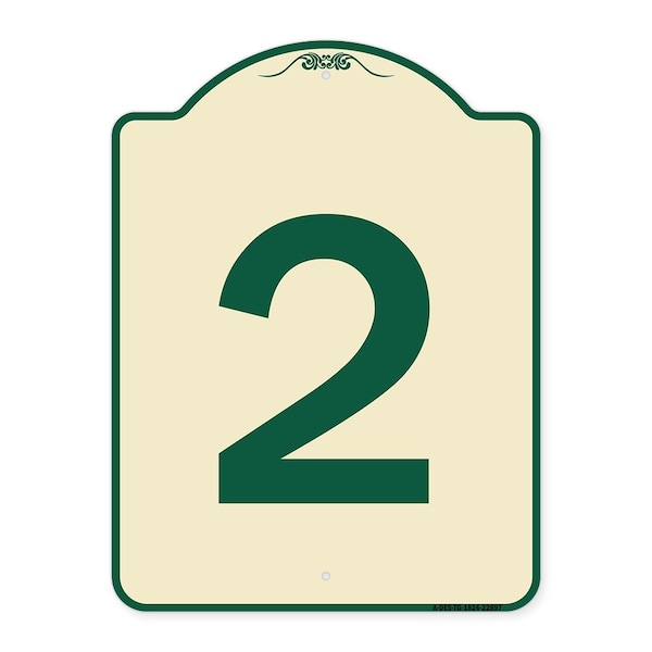 Signmission Designer Series Sign W/ Number 2, Tan & Green Heavy-Gauge Aluminum Sign, 24" x 18", TG-1824-22897 A-DES-TG-1824-22897 - main